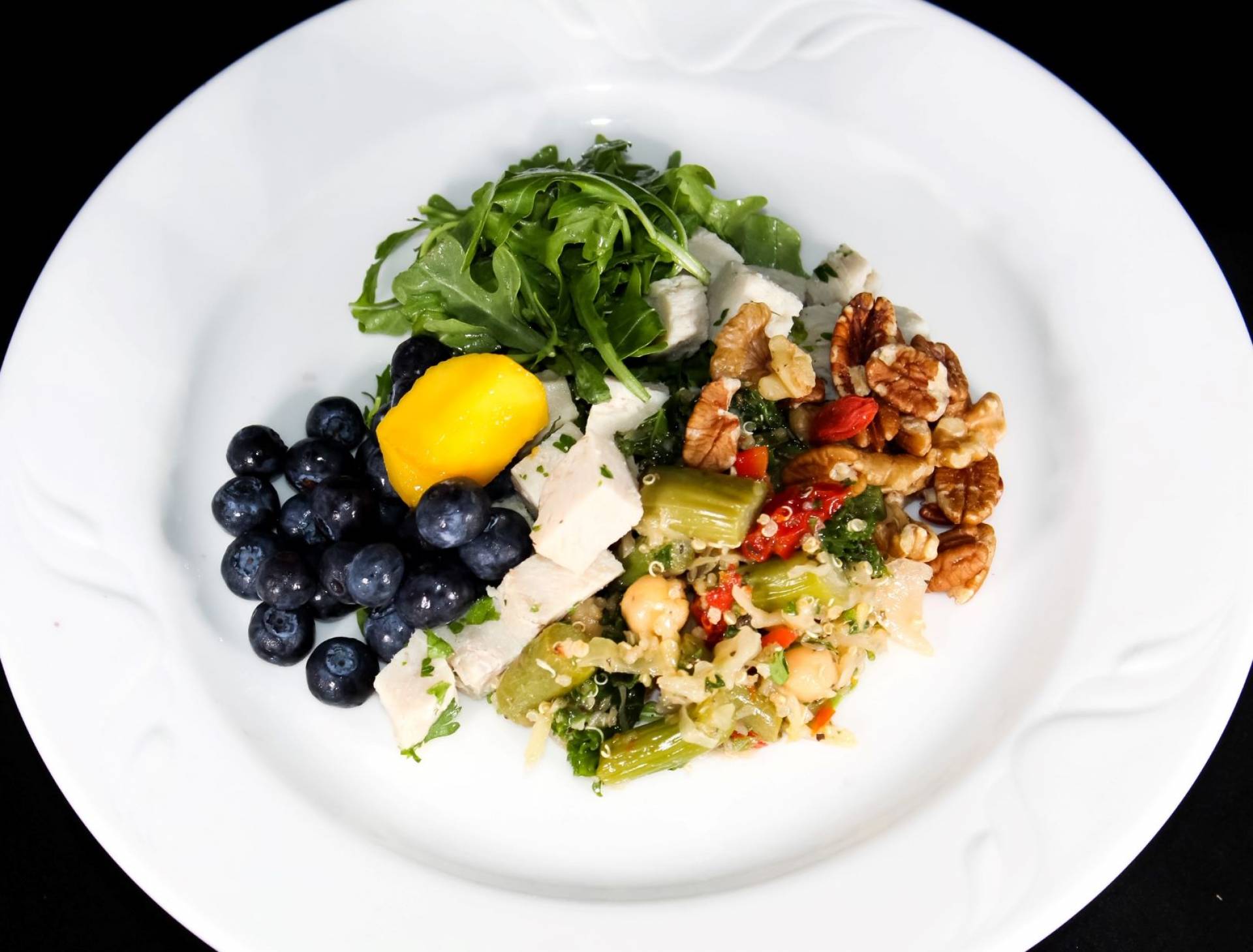 Quinoa and SunDried Tomato Salad Meal with Grilled Chicken