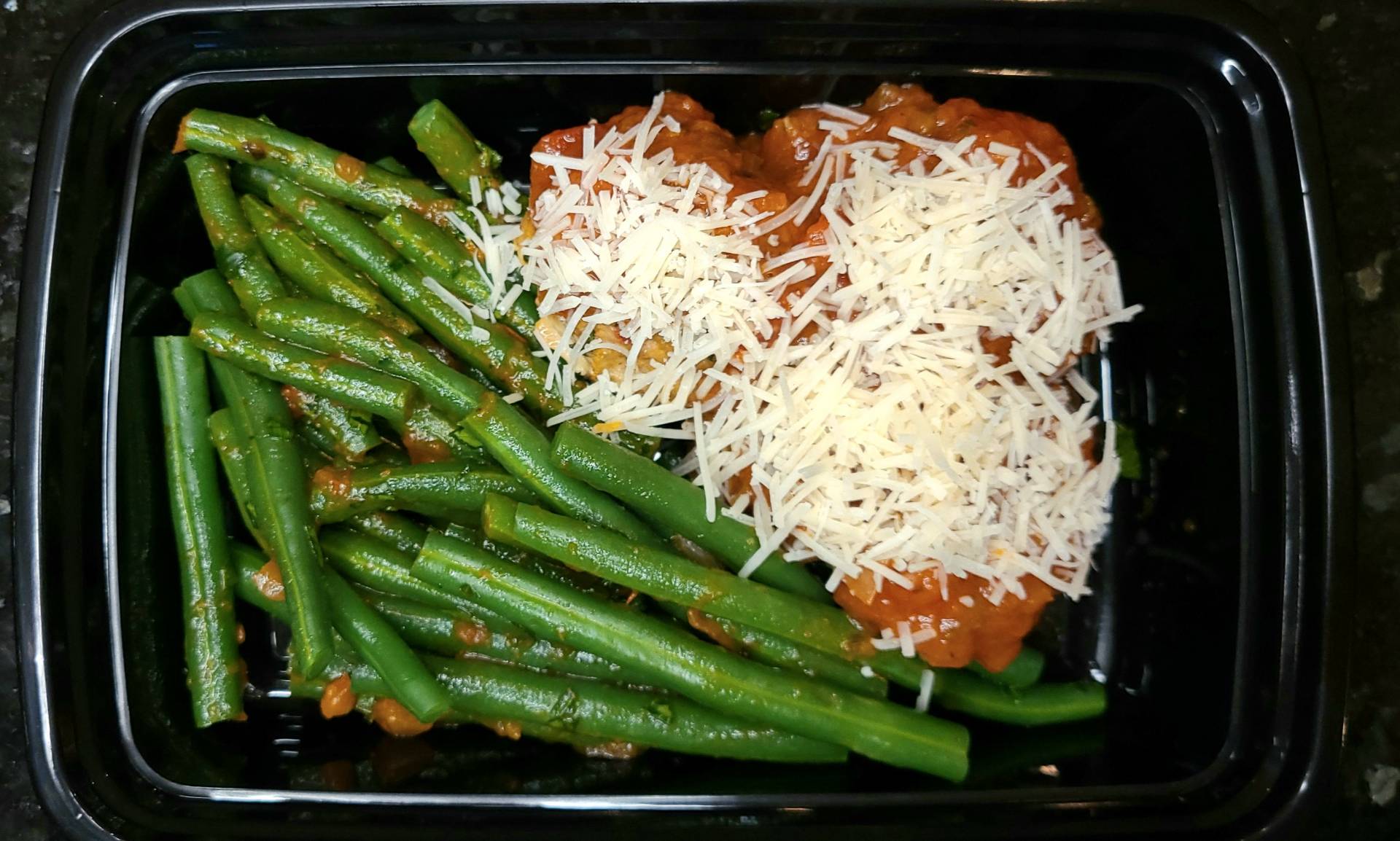 KETO Italian Style Turkey Meatballs with Rustic Tomato Sauce and Green Beans